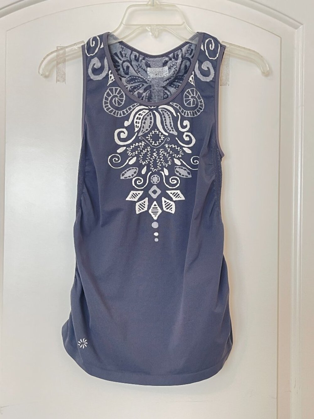 Athleta Tank Top Stride Seamless Dark Gray White Small